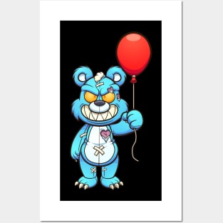 Crazy Clown Teddy Bear Posters and Art